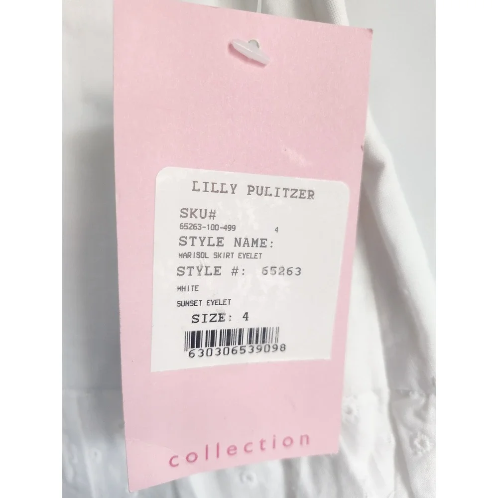 New Lilly Pulitzer Marisol Skirt 4 Eyelet Mini White Cotton Scalloped Preppy NWT